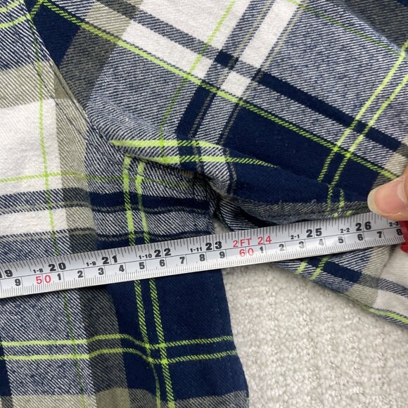 URBAN VINTAGE Snap Button Up Flannel Plaid Shirt Men SZ XXL Neon Green / Blue - Picture 8 of 14